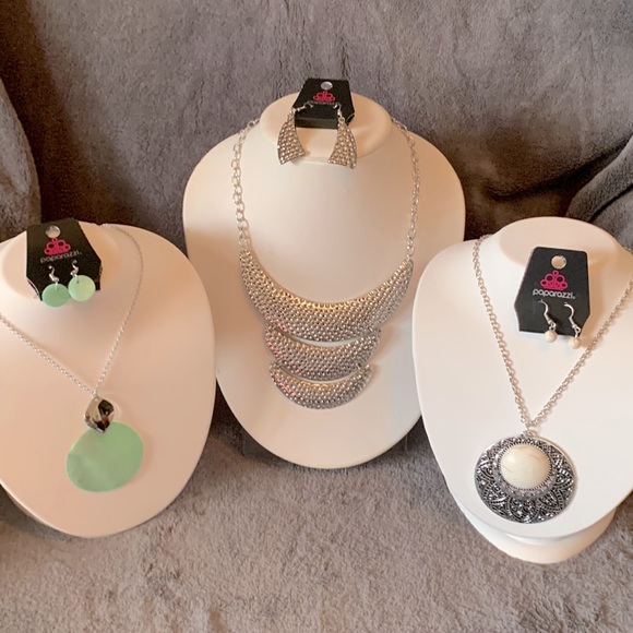 Set of Three (3) Paparazzi Necklaces & Matching Earrings. NWT - Picture 1 of 7